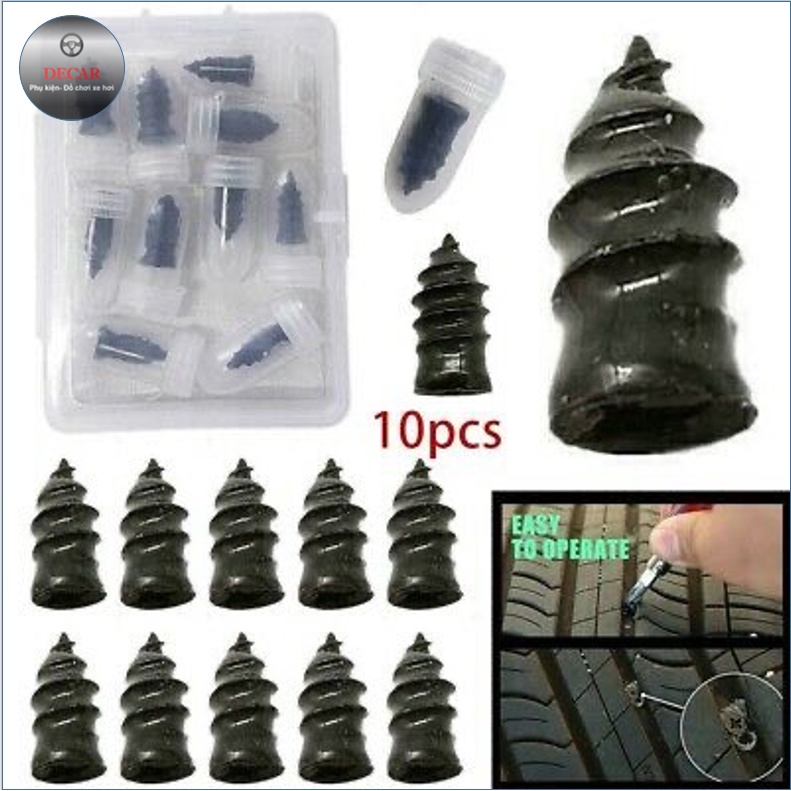 Bộ 10 vít cao su vá lốp xe khẩn cấp, siêu nhanh, tiện lợi