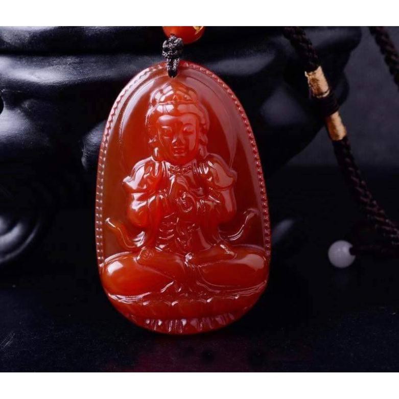 Phật Bản Mệnh Như Lai Đại Nhật Hộ Mệnh Tuổi Mùi & Thân Đá Mã Não Màu Đỏ Trang sức non nước
