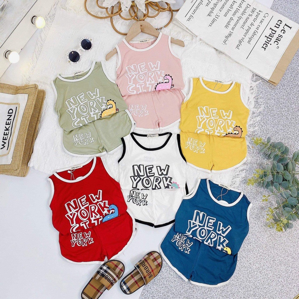 (HOT)Bộ Minky Mom Ba Lổ NEWYORKFREE SHIPThun Lạnh Cao Cấp Dể Thương Cho Bé Gái Bé Trai, Đủ Màu