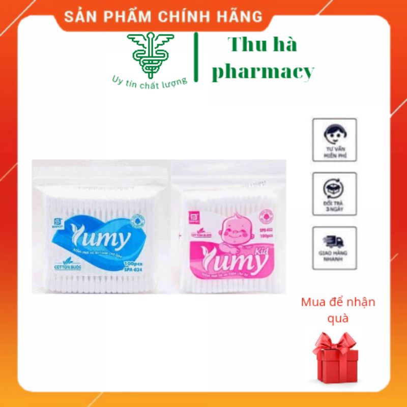 Tăm bông Yumy người lớn , trẻ em (Gói 100 que)