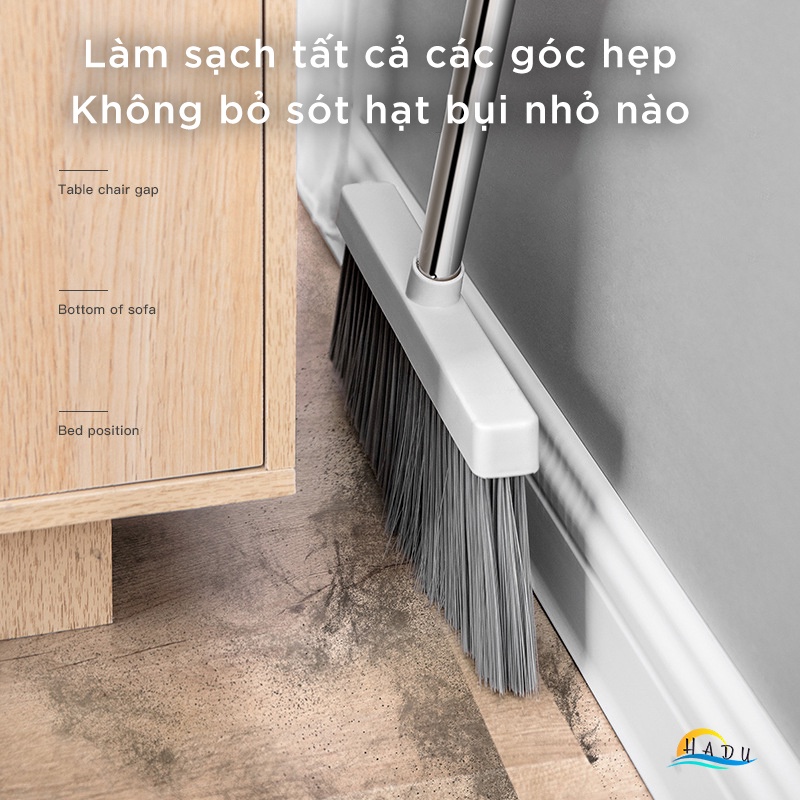 Chổi quét nhà thông minh kèm hót rác đa năng cao cấp làm sạch nhanh gọn các góc nhỏ chống bụi cất gọn HADU