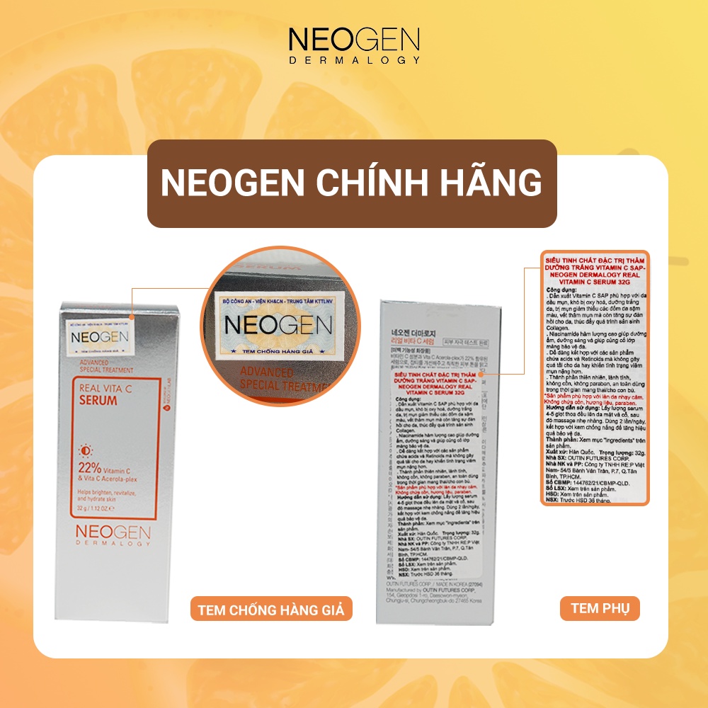 Tinh Chất Vitamin C Xoá Thâm, Làm Sáng Da Neogen Dermalogy Real Vita C Serum 32g