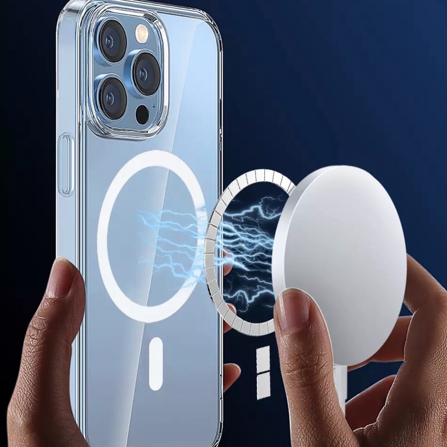 Ốp lưng kính viền dẻo chống sốc WIWU Crystal Magnetic Phone Case cho Smart Phone 13 Max Pro, Chống ố vàng