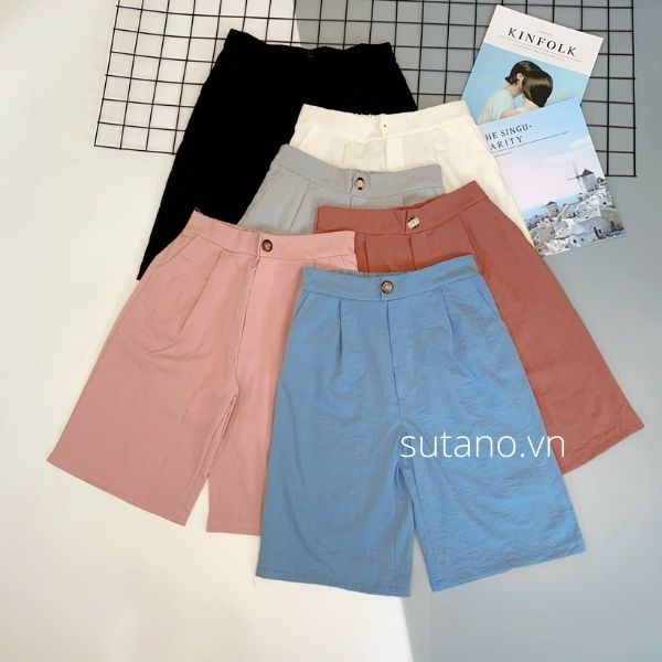 Quần Ngố đũi xuất Hàn ống rộng-quần sooc mặc nhà mát lạnh mùa hè Q386 SUTANO