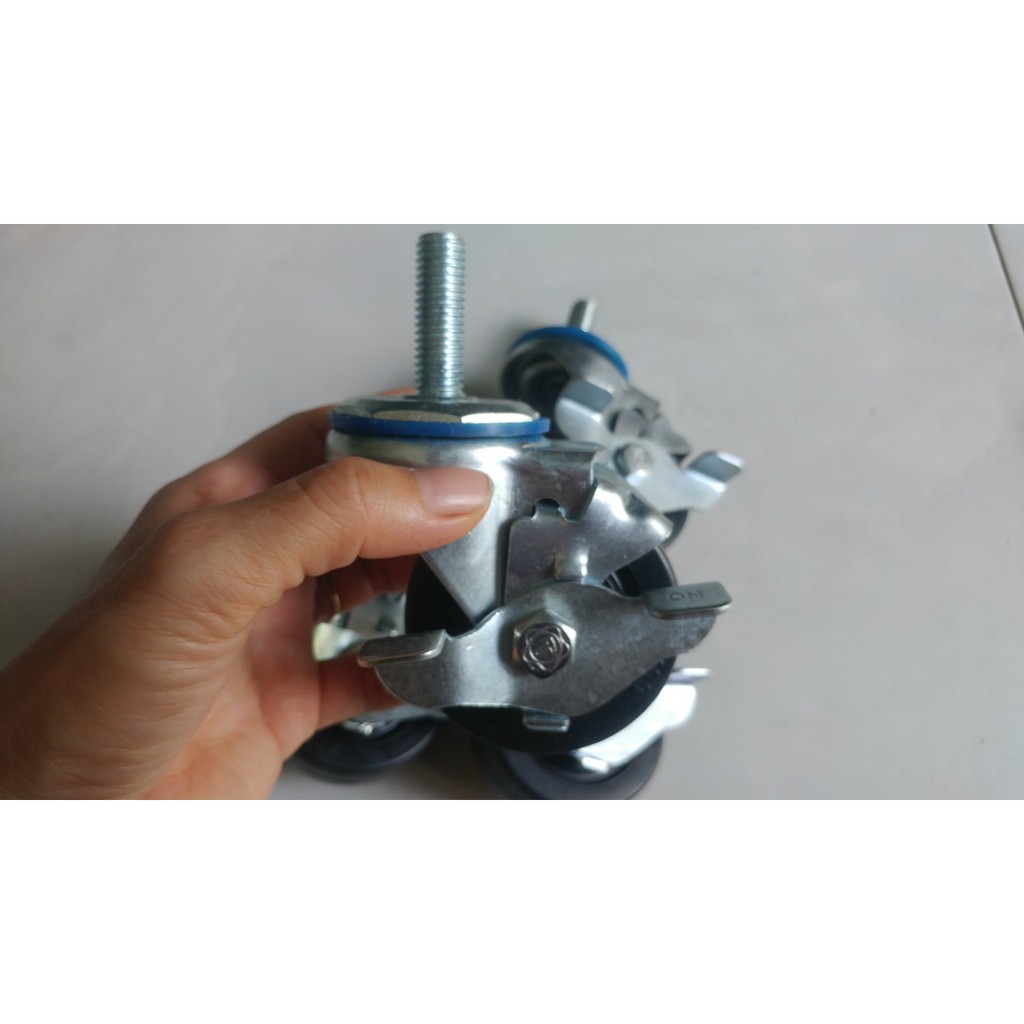 Bánh xe cao su có khóa 60x25 vít M12