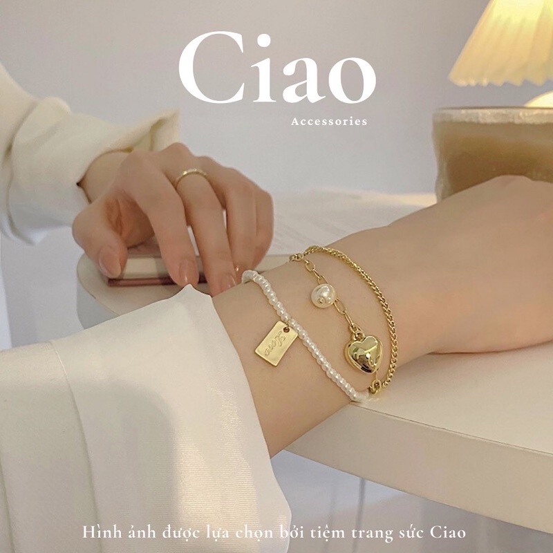 [HOẢ TỐC 1H] Vòng tay/ Lắc tay mạ bạc S925 thiết kế đính charm tinh tế phong cách Hàn Love In Ciao