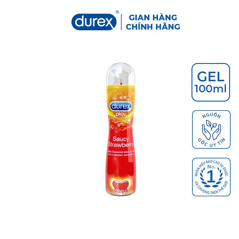 Gel Bôi Trơn DUREX STRAWBERRY Hương Dâu Bôi Trơn Tự Nhiên - Lọ 100ml