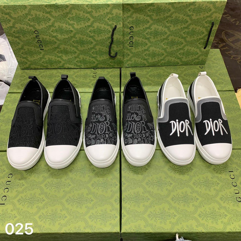 Giày Slipon Dior logo thêu vân nổi