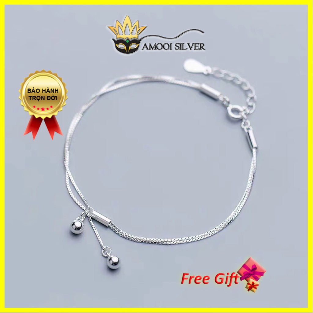 Lắc Tay Bạc Dây Đôi Viên Bi Chắc Chắn - Vòng Tay Bạc Basic - Lắc Tay Bạc S925 Thời Trang - AMOOI SILVER