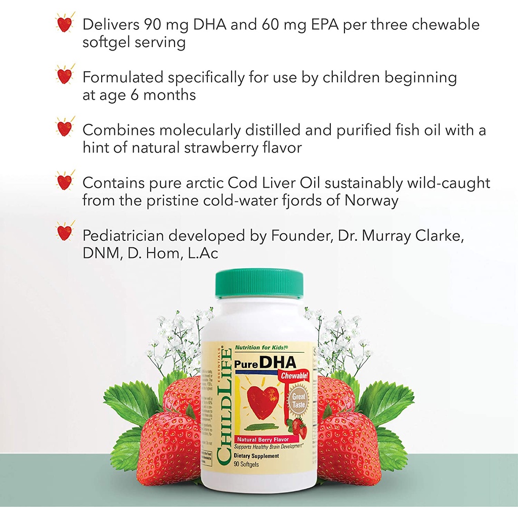 Pure DHA CHILDLIFE Tinh Khiết - Mỹ - Hộp 90 viên cho bé 6 tháng - 12 tuổi