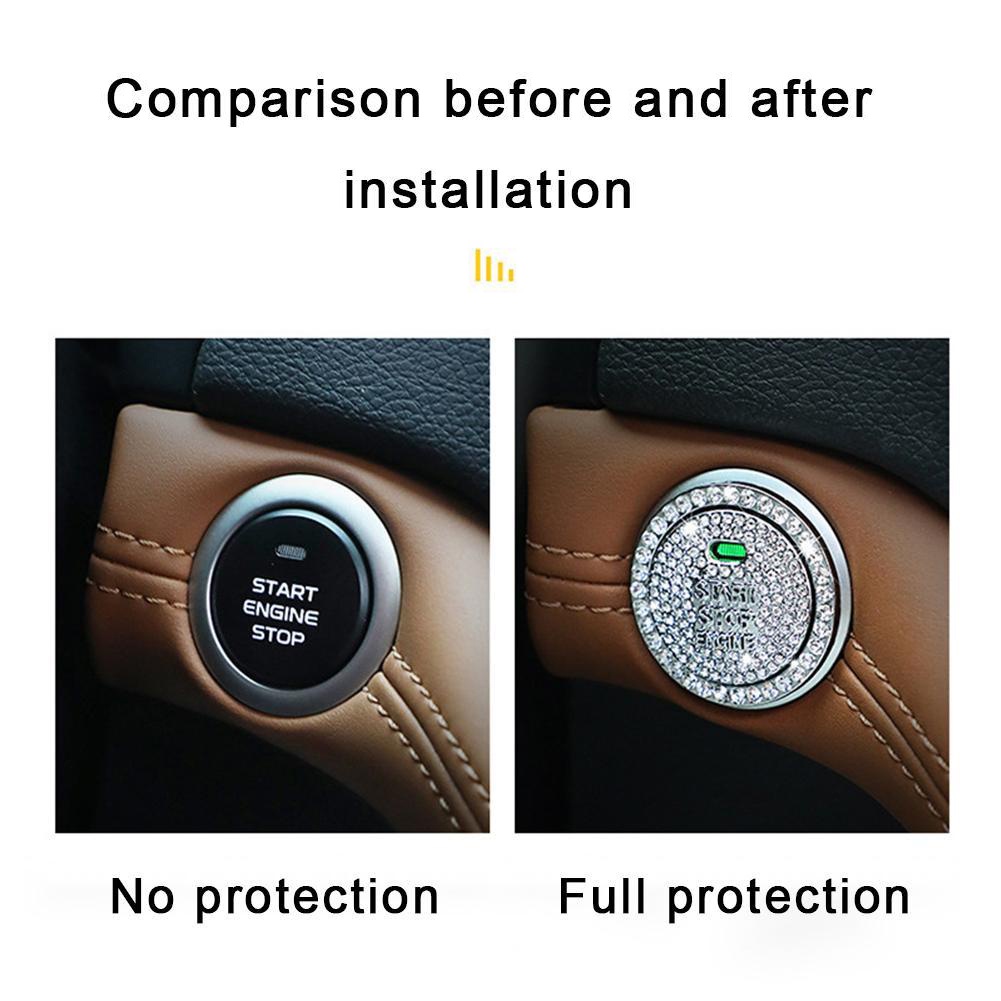 Ốp đính đá bảo vệ nút bấm khởi động xe hơi