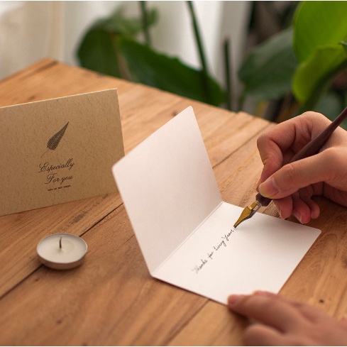 Thiệp 20/10, 20/11 vintage kraft giấy, chúc mừng, cảm ơn gồm 1 thiệp, 1 phong bì, 1 tem dán-Quà tặng MyTy