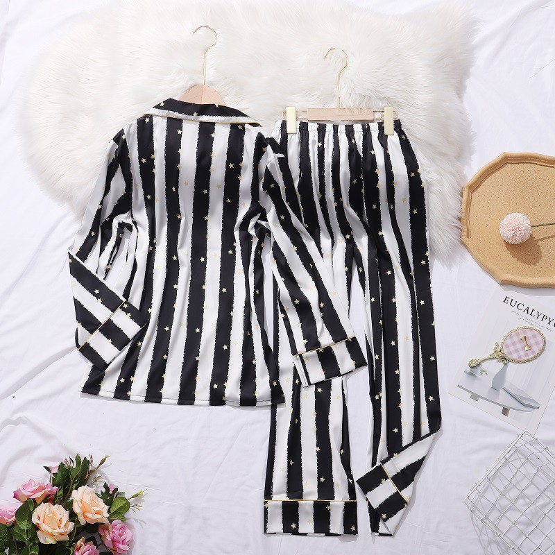 Set Đồ Ngủ Chất Chiffon Tay Dài Hoạ Tiết In Cho Phái Nữ