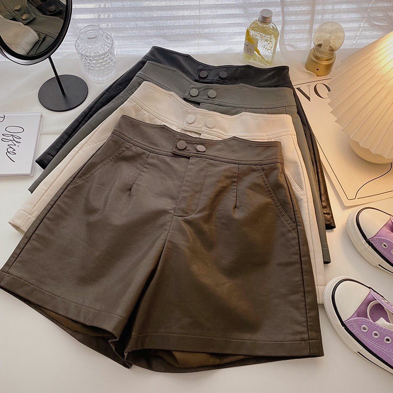 Quần Đùi Da Nữ Lưng Cao hàng Quảng Châu Cao Cấp