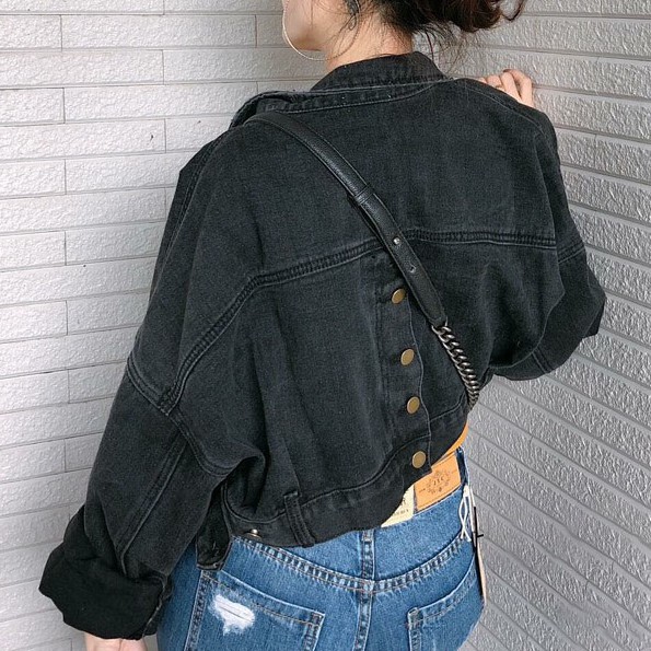 ÁO KHOÁC KAKI JEAN NỮ MÀU ĐEN ĐẸP THỜI TRANG MỚI NHẤT 2019 AKJN05