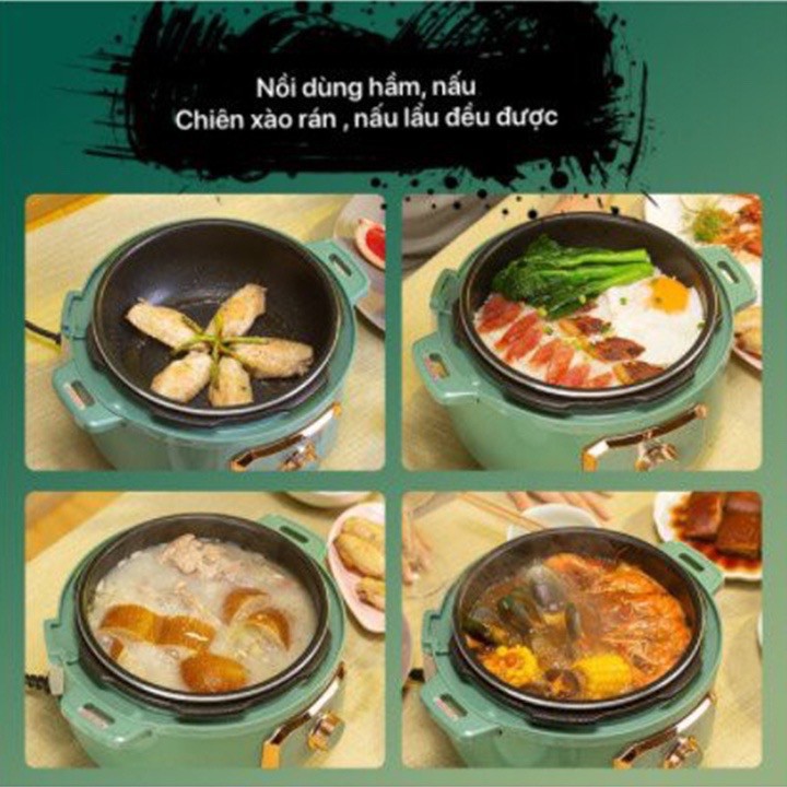 FREE SHIP Nồi Áp Suất Đa Chức Năng Dung Tích 3.5L Công Suất Lớn 1300W, Nấu Lẩu, Hầm Cháo Chiên Sào Tiện Lợi