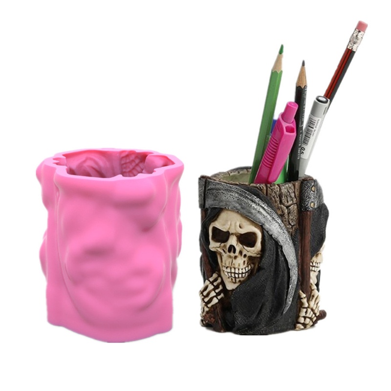 Khuôn Silicone Làm Chậu Hoa Thiết Kế Hình Đầu Lâu Độc Đáo