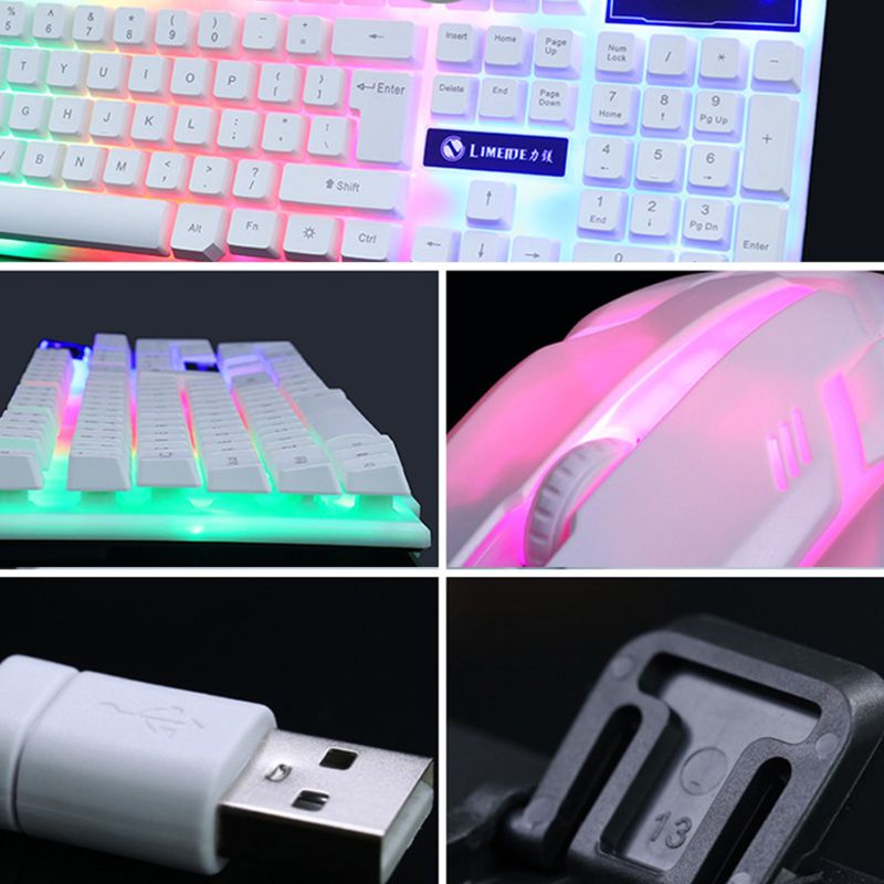 Combo BàN PhíM Cơ + ChuộT Gaming Có Dây + ĐèN LED Cho MáY TíNh