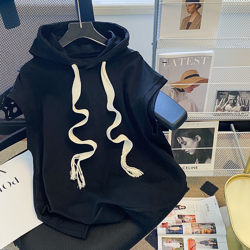 Áo Thun Sát Nách Có Mũ Trùm Phong Cách hip hop Nhật Bản Thời Trang Xuân Hè Cho Nam