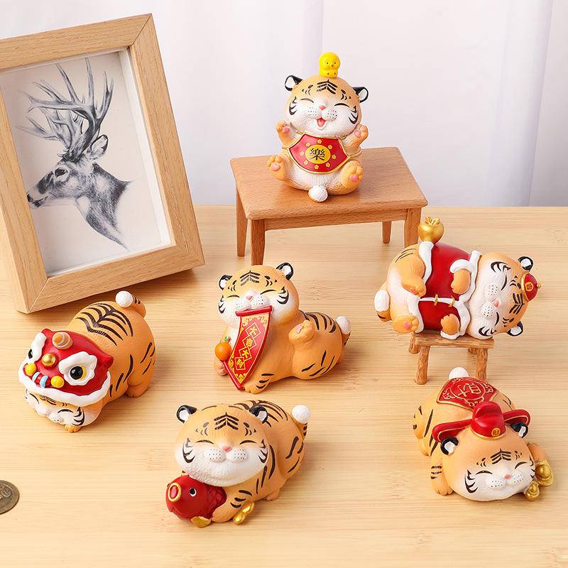 Mô Hình Chú Hổ Hoạt Hình Nhỏ Đáng Yêu Trang Trí Hộp Đựng Đồ