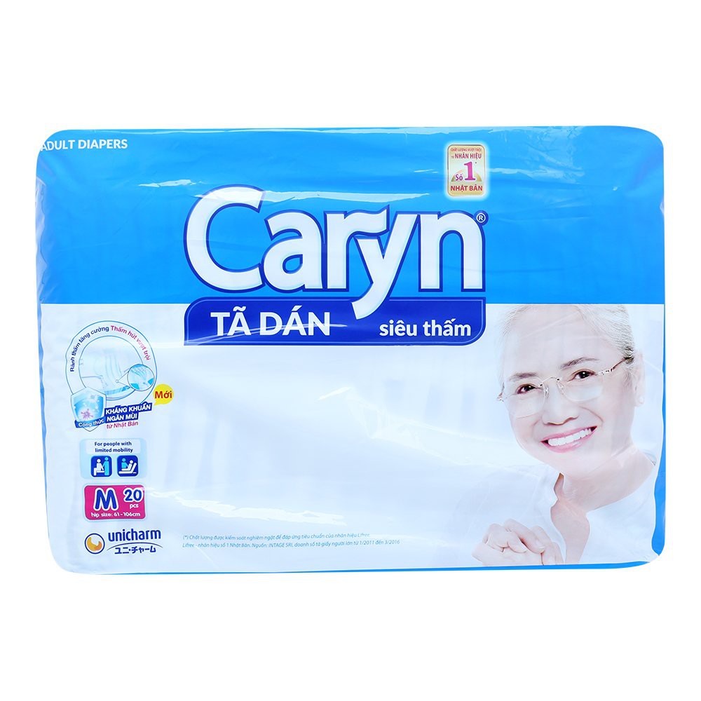 (TẶNG 2 MIẾNG) BỈM TÃ DÁN CARYN SIZE M/L 20 MIẾNG