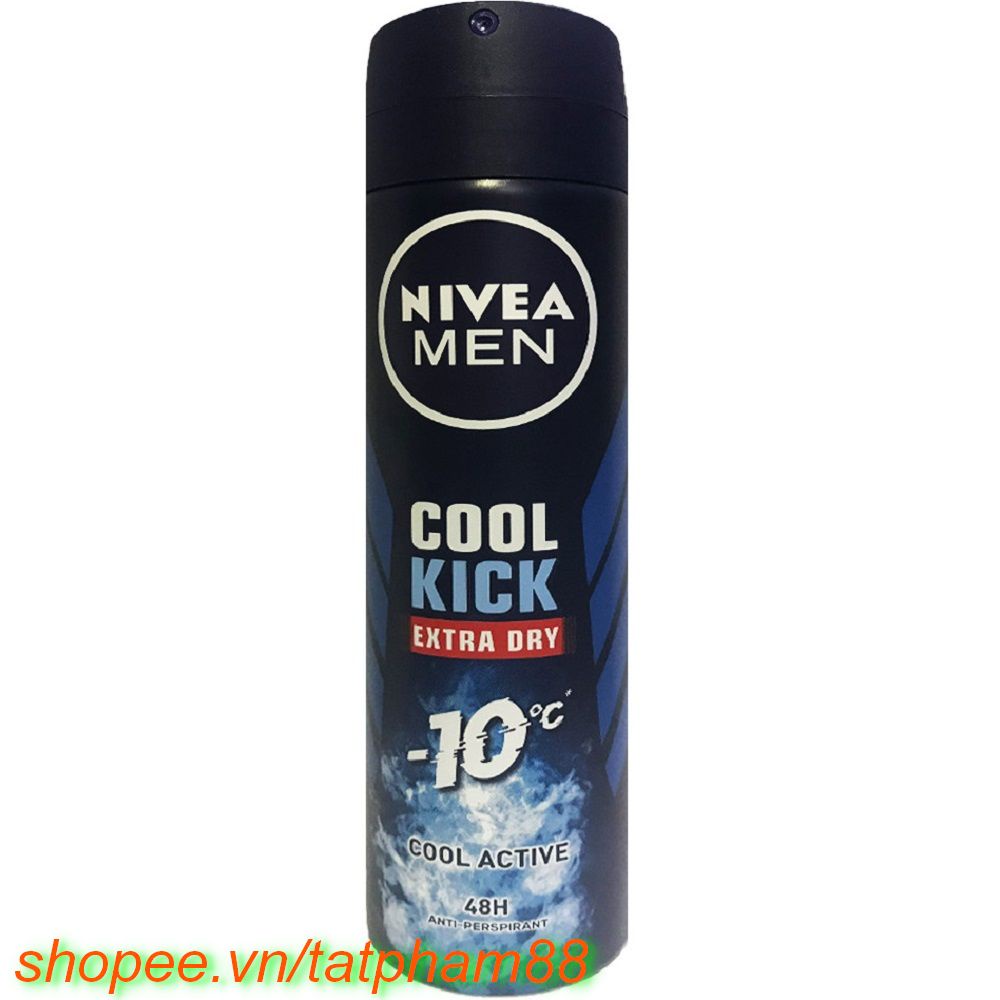 Xịt Khử Mùi Nam 150Ml Nivea Cool Kick Mát Lạnh Chính Hãng.