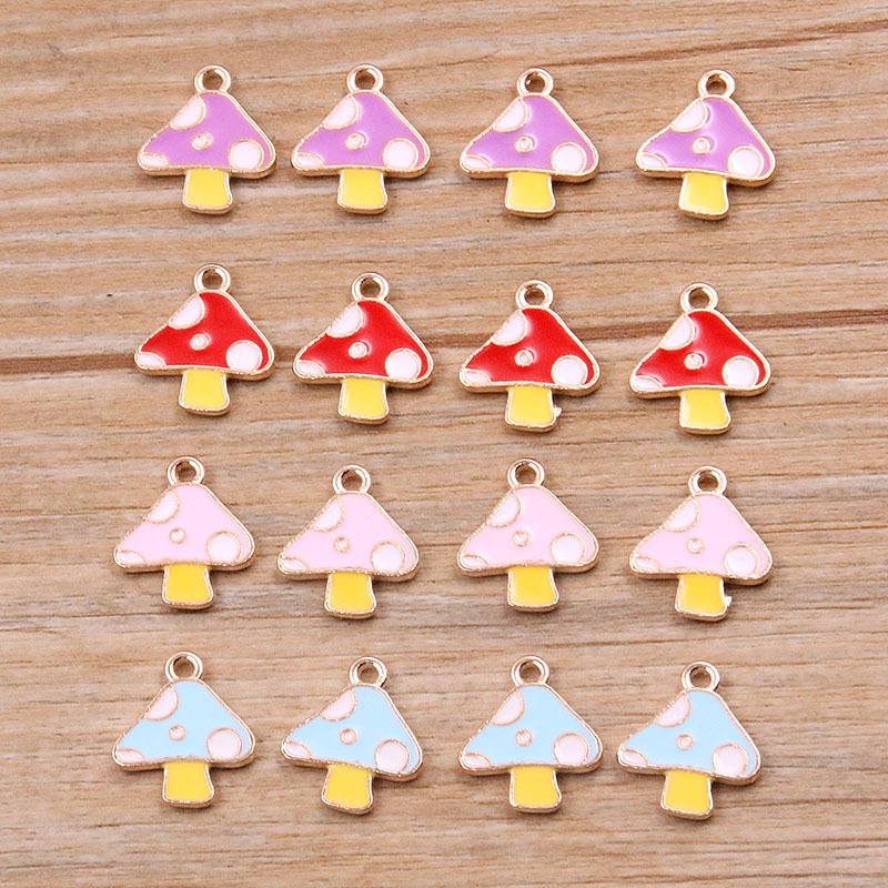 Set 10 Mặt Vòng cổ Hình Nấm Bằng Hợp Kim Nhiều Màu Sắc Diy