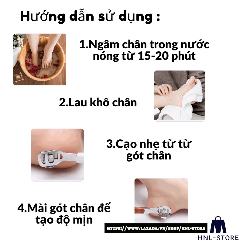 Cây bào nạo gót chân tẩy da chết , dụng cụ mài gót chân 2in1 kèm 20 lưỡi dao tiện lợi