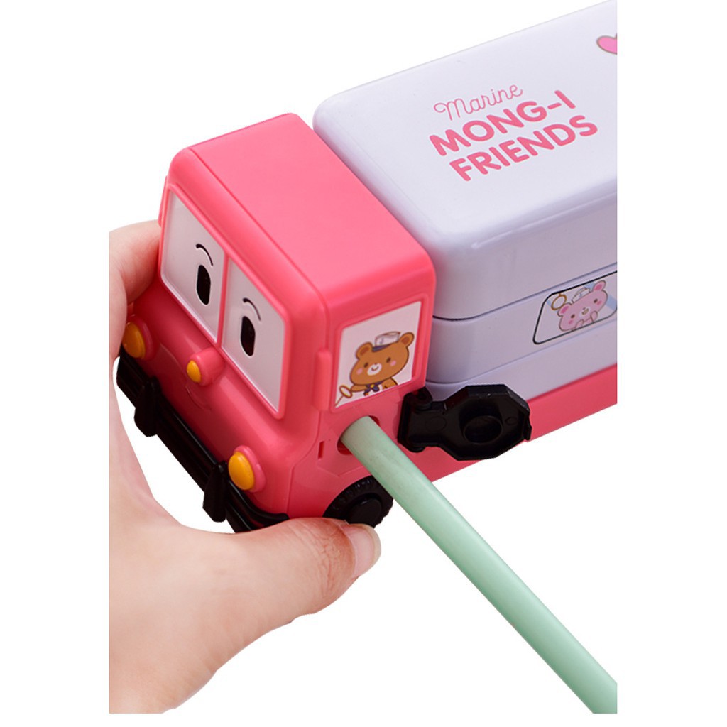 Hộp bút hình ô tô 3 ngăn kèm gọt bút chì