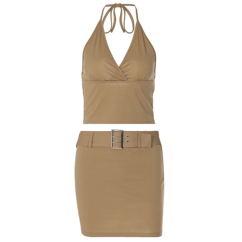 Set Áo Tank Top Hở Lưng + Chân Váy Midi Thiết Kế Hợp Thời Trang Cho Nữ