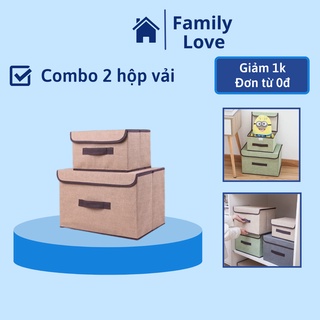 Combo 2 hộp vải đựng đồ thùng đựng quần áo đồ lót đồ chơi đa năng bằng vải cứng, có nắp đậy