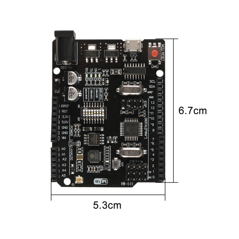 Usb UNO + WiFi R3 ATmega328P + ESP8266 (Bộ Nhớ 32Mb), USB-TTL CH340G. Bảng Mạch Arduino Uno, NodeMCU, WeMos ESP8266