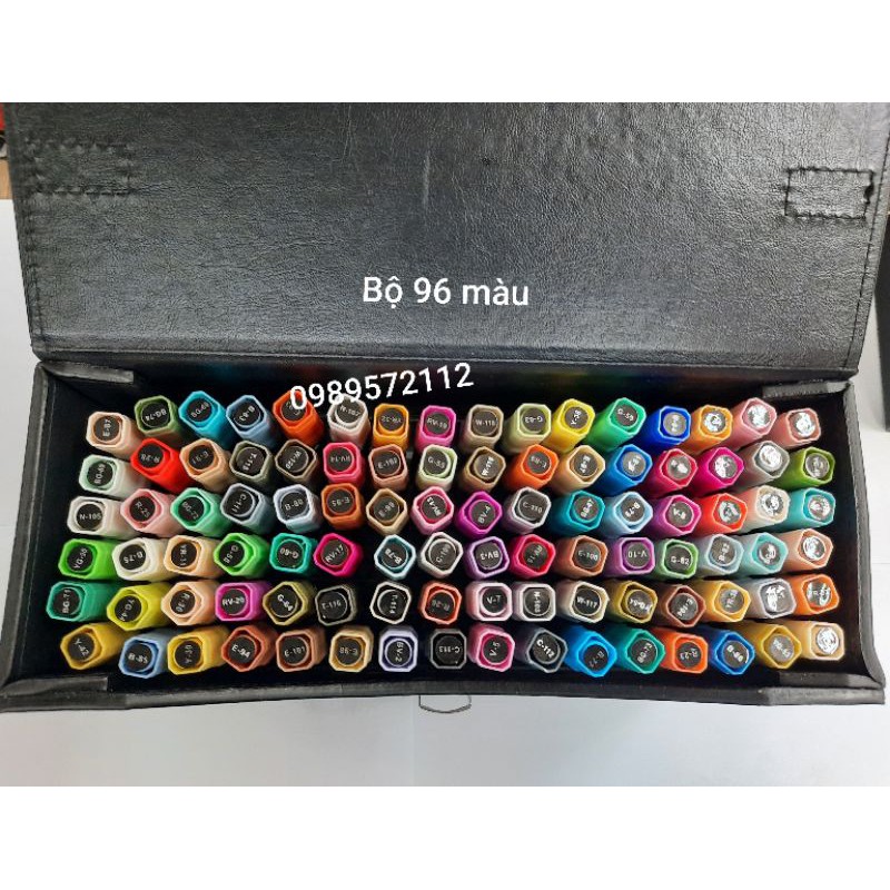 Bút màu marker Baoke Hộp da cao cấp 48/72/96 màu-bút dạ màu 2 đầu