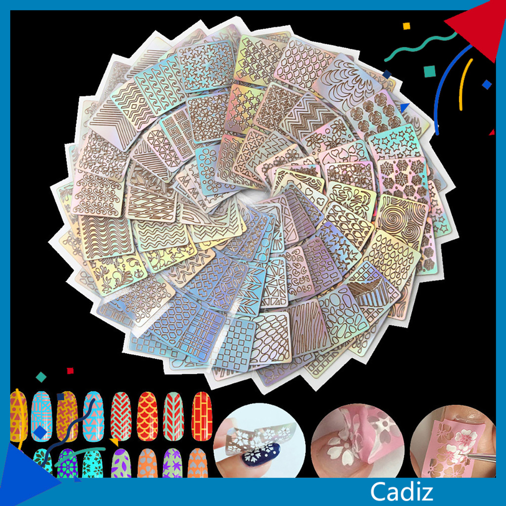 [Hàng mới về] Bộ 24 Khuôn Dán Trang Trí Móng Tay Nghệ Thuật Thủ Công Thiết Kế Rỗng Dễ Dán Dành Cho Bạn Nữ