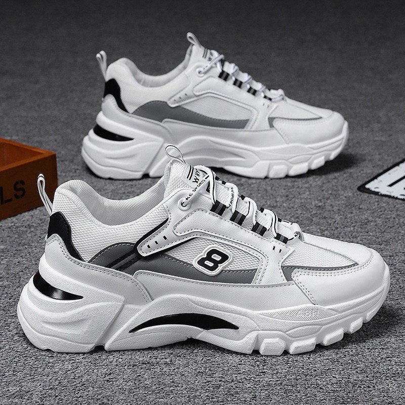 Giày sneaker nam Viền Số 8 Phản Quang 2 màu đen và trắng siêu đẹp