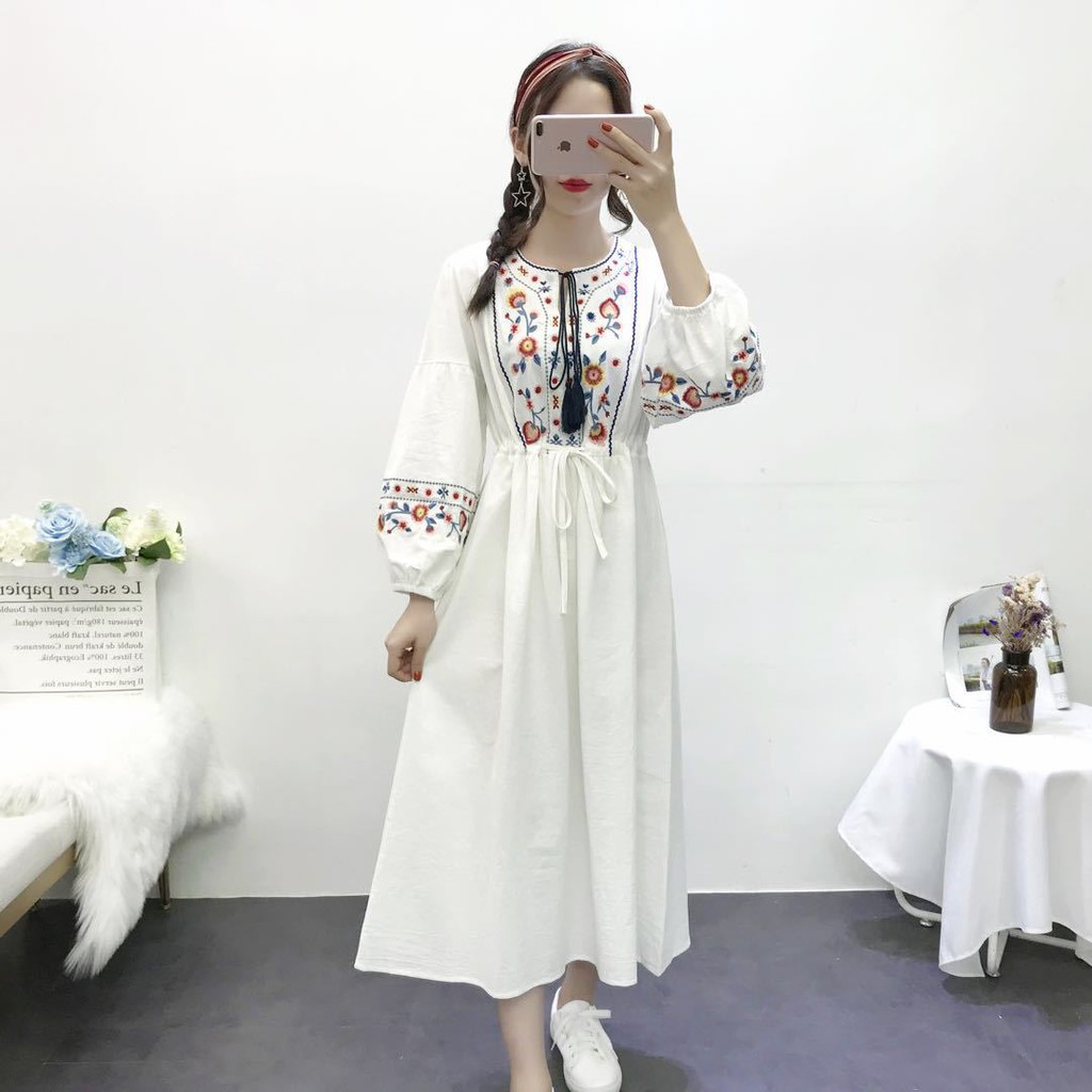 VÁY BOHEMIAN THÊU HOA| DÁNG DÀI | BO EO