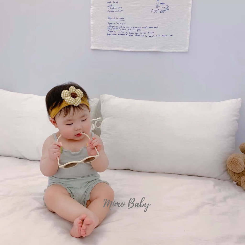 Băng đô thun bản to đính hoa phồng đáng yêu cho bé gái BD66 Mimo Baby