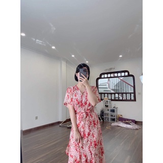 váy hoa kimono hồng
