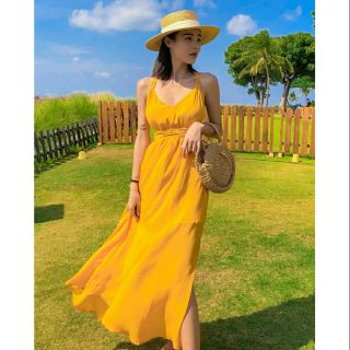 Váy Maxi Vàng Hơ Lưng Đi Biển ( MX02 )