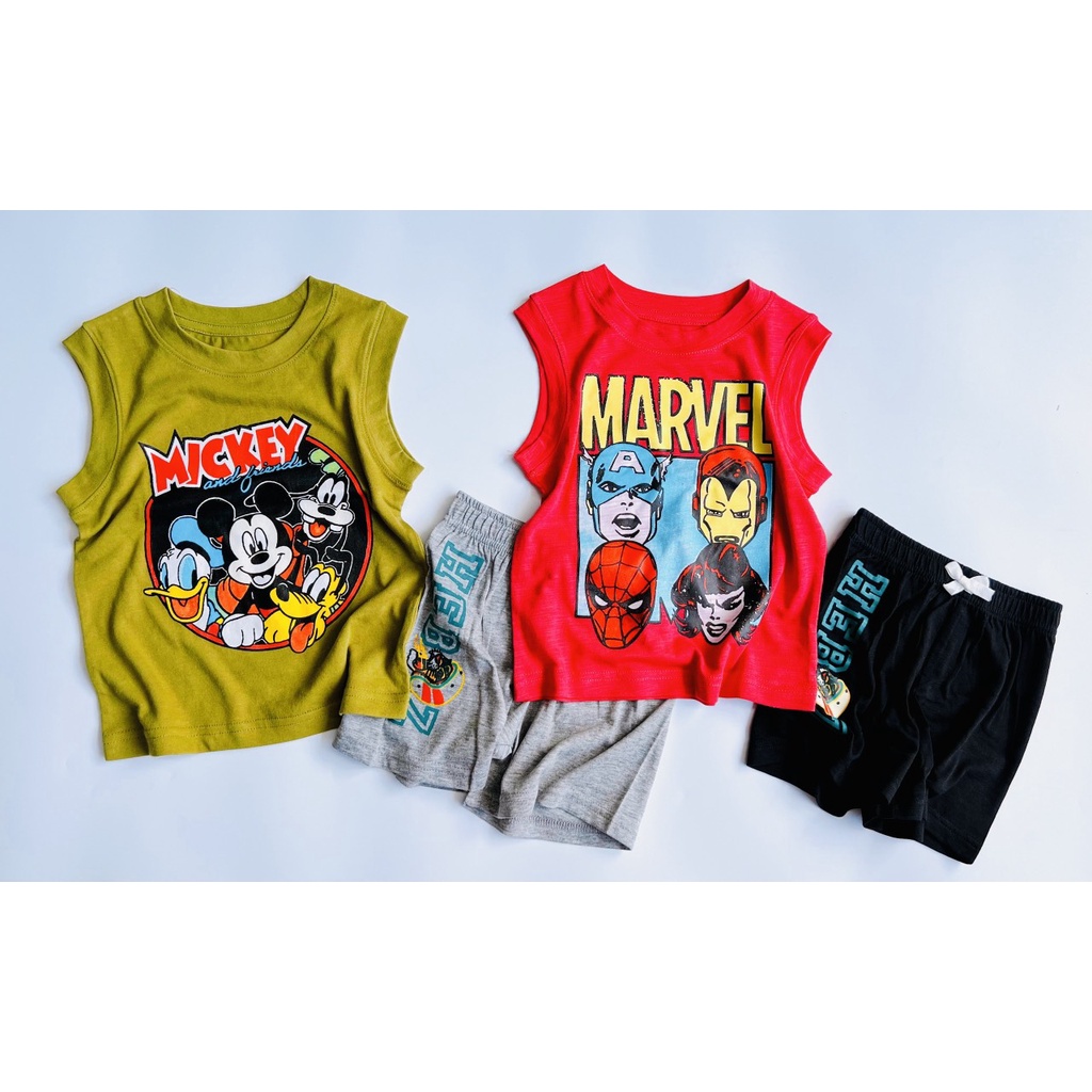 Bộ quần áo bé trai ba lỗ áo phông sát nách cho bé mặc mùa hè chất liệu cotton size 3,4,5,6,7,8 tuổi - STHA