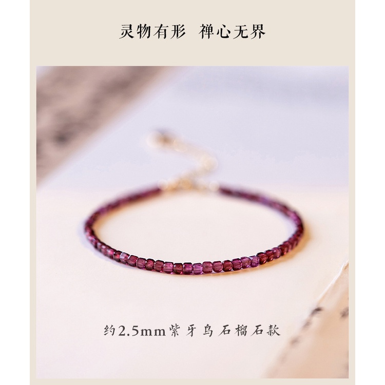 [Hàng Mới Về] Vòng Đeo Tay Chuỗi Hạt 2mm Màu Đen / Tím Thời Trang Mùa Hè Cho Nữ