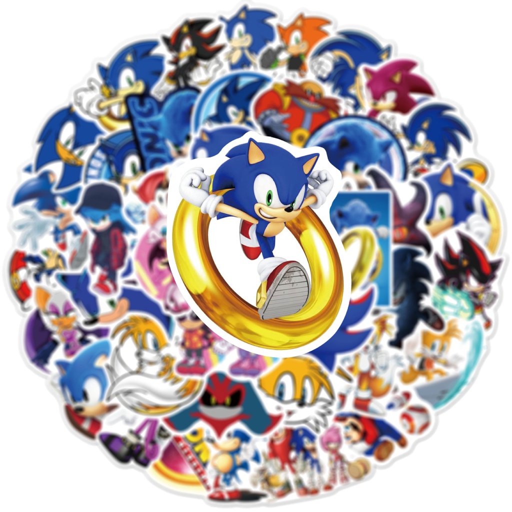 ❉ Miếng Dán Hình Sonic The Hedgehog Series 05 ❉ Bộ 50 Miếng Dán Thời Trang In Chữ Sonikku za Hejjihoggu DIY