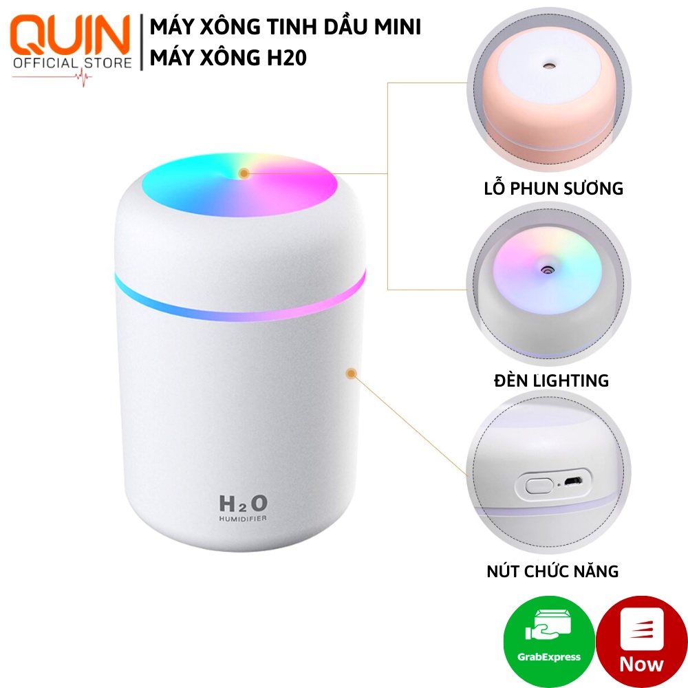 Máy Phun Sương H2O tạo độ ẩm không khí mini có đèn LED màu cầu vồng