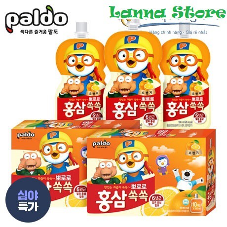 (HOT) Nước hồng sâm Paldo Pororo Hàn quốc - túi 100ml