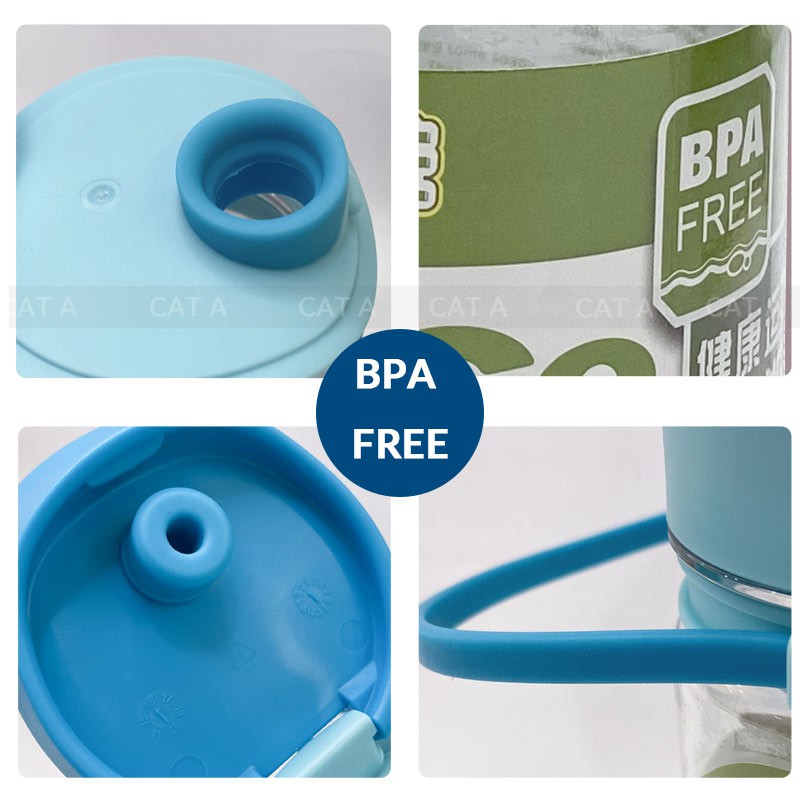 Bình đựng nước bằng Nhựa BPA FREE MIGO Cao cấp - An toàn, trong suốt, có rây lọc, quai - 380ml - 1784