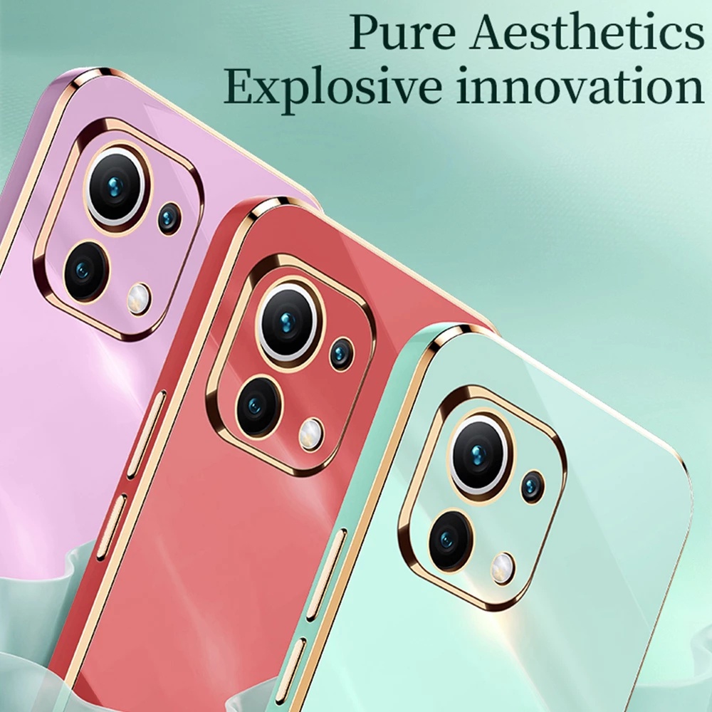 Ốp điện thoại silicon mạ điện dáng vuông cổ điển sang trọng cho xiaomi Mi 12 10 11 10s Lite Pro Poco M3 4G 5G 2021 2022