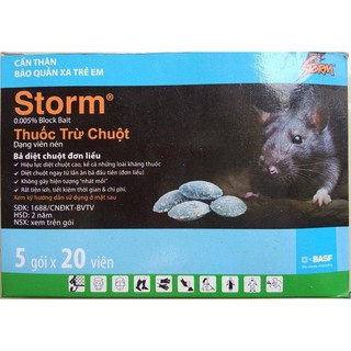 (GIÁ SOC )1 gói thuốc diệt chuột STORM 20 viên nhập khẩu- chuyên dụng.