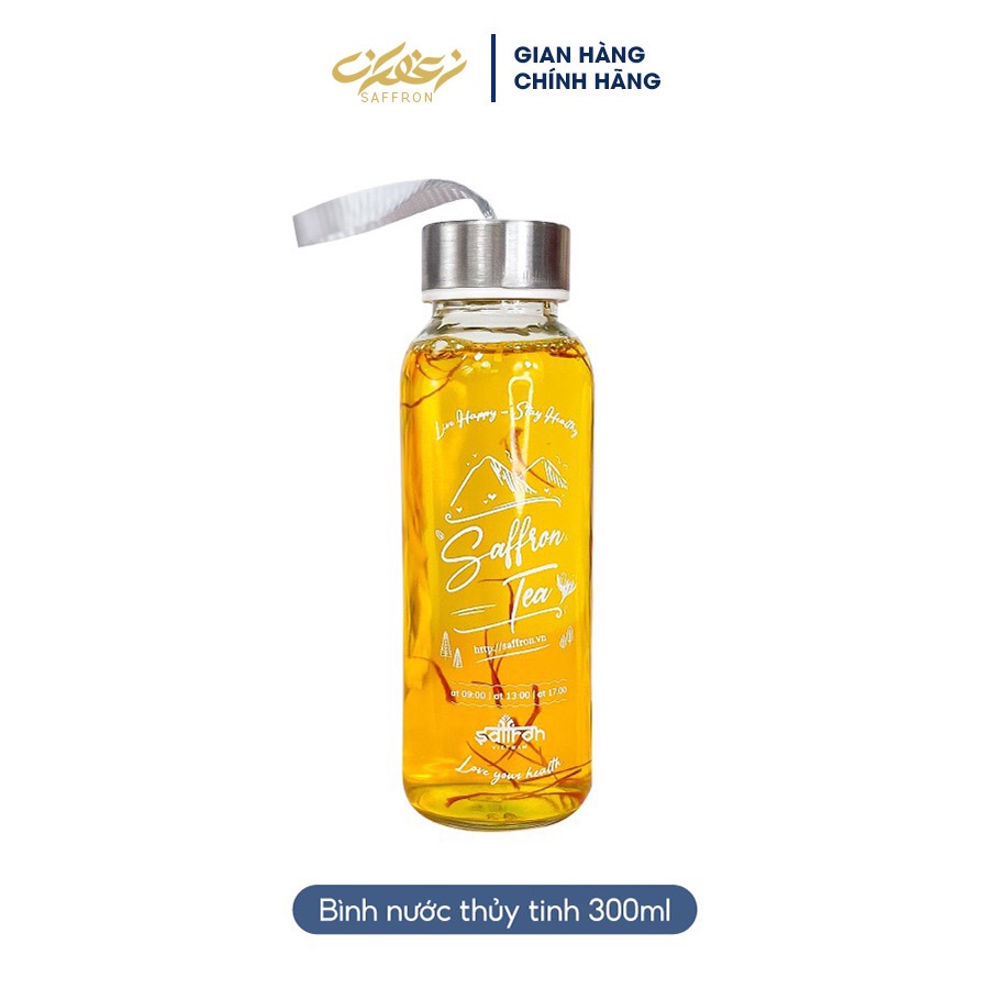 Bình đựng nước thuỷ tinh 300ml an toàn hoạ tiết độc quyền Saffron Việt Nam