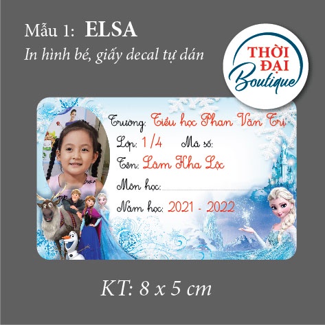 Giấy nhãn tập vở in tên + ảnh học sinh  combo 25 nhãn