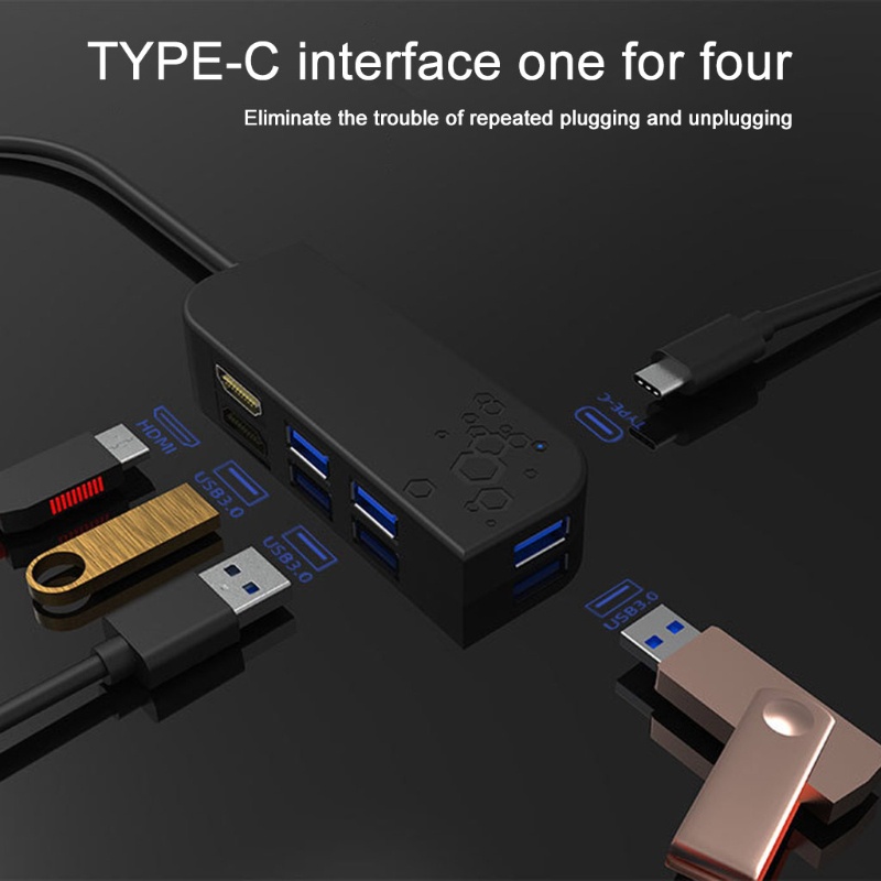 Kiki. Multi-Ports Type C HUB Splitter 5 in 1 HDMI-Compatible to USB3.0 5Gbps Docking Station PD Fast for Laptop Matebook